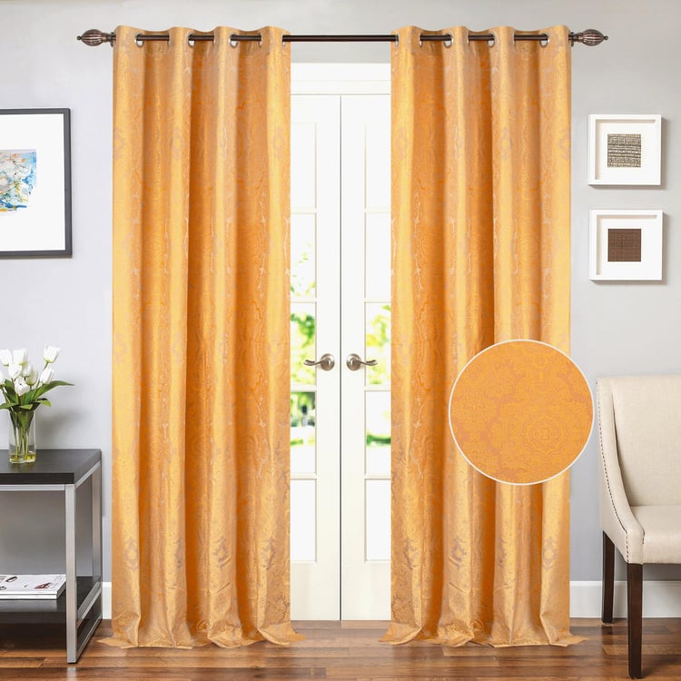 DECO WINDOW Stock Fabric Jayanita  Orange Printed Semi-Blackout Door Curtains - 37x30cm - Set of 2