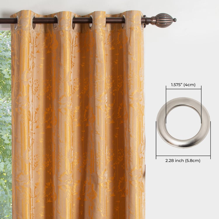 DECO WINDOW Stock Fabric Jayanita Brown Printed Semi-Blackout Door Curtains with Hanging Rod Eyelets - 37x30cm - Set of 2