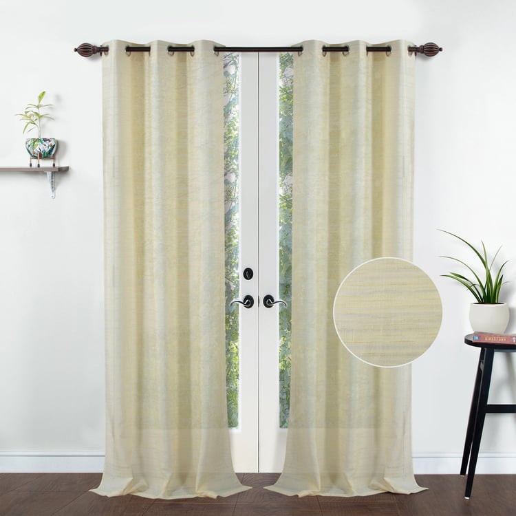 DECO WINDOW Silk Cream Semi-Blackout Door Curtain - 106.68x228.6cm - Set of 2