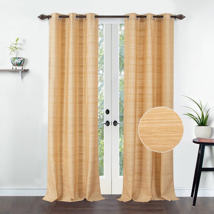 DECO WINDOW Silk Gold Door Curtain - 106.68x228.6cm - Set of 2