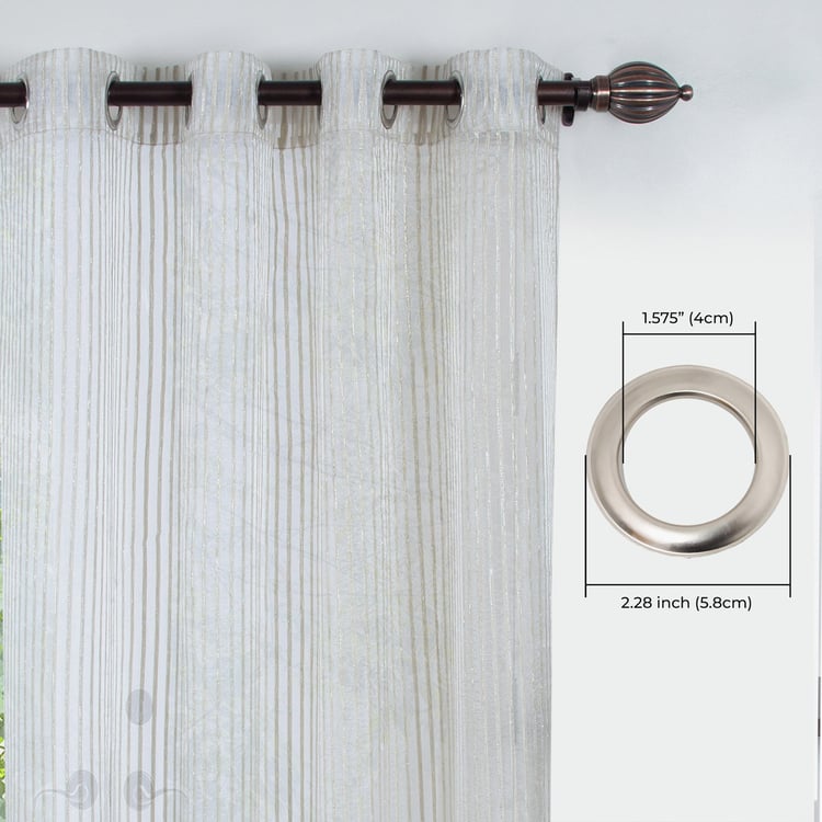 DECO WINDOW Sheer Ivory Striped Sheer Door Curtain - 132.08x228.6cm - Set of 2