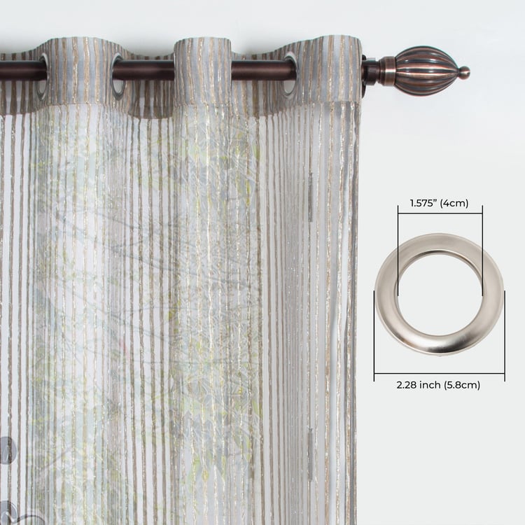 DECO WINDOW Sheer Gold Striped Sheer Door Curtain - 132.08x228.6cm - Set of 2
