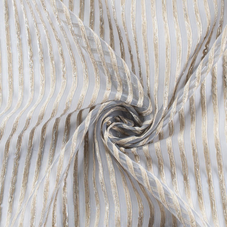 DECO WINDOW Sheer Gold Striped Sheer Door Curtain - 132.08x228.6cm - Set of 2