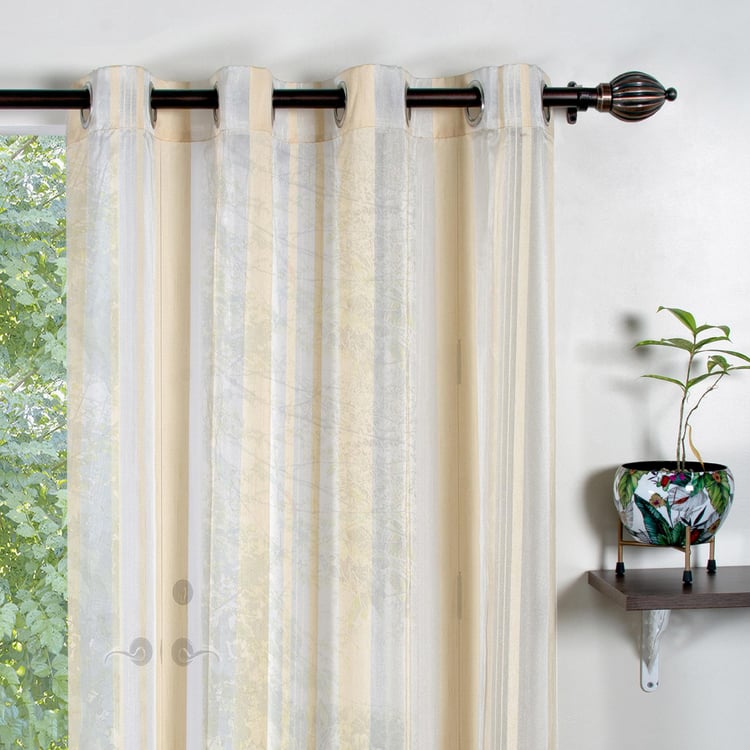 DECO WINDOW Sheer White Striped Sheer Door Curtain - 132.08x228.6cm - Set of 2