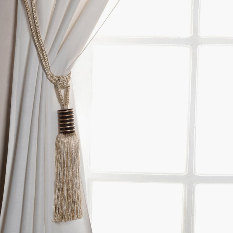 DECO WINDOW Drum Beige Tassel Tie-Back - 5x43cm - Set of 2