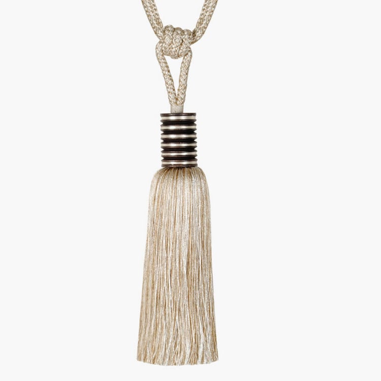 DECO WINDOW Drum Beige Tassel Tie-Back - 5x43cm - Set of 2