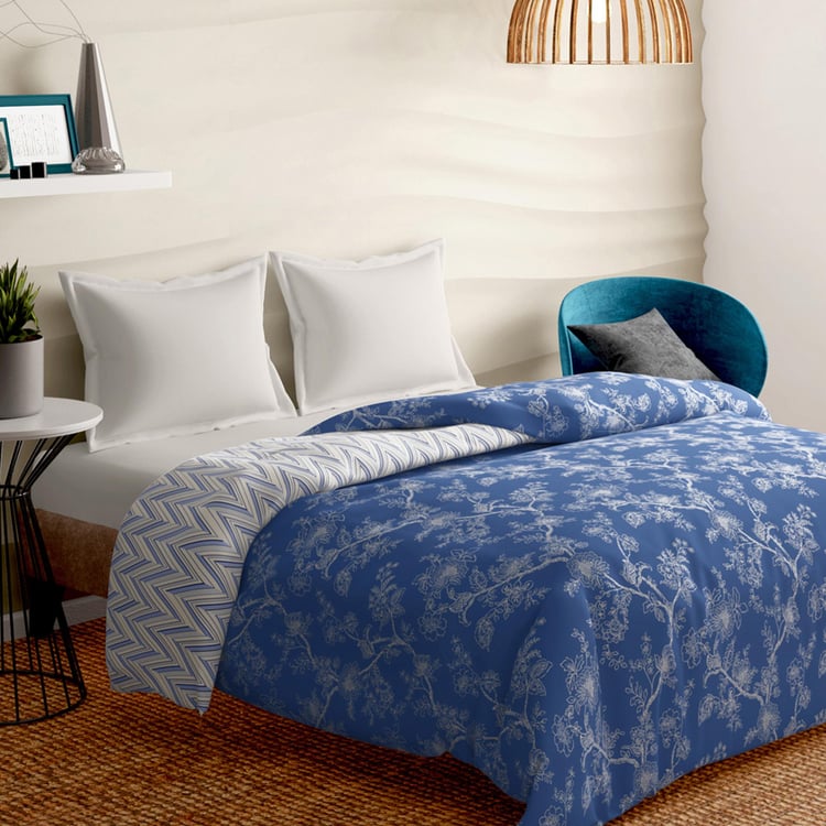 Buy PORTICO Melange Blue Cotton Double Bed Duvet Cover 224x274cm from