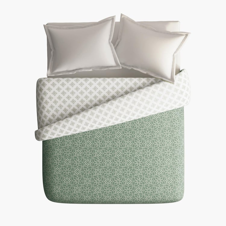 PORTICO Melange Green Printed Cotton Double Bed Duvet Cover - 224x274cm