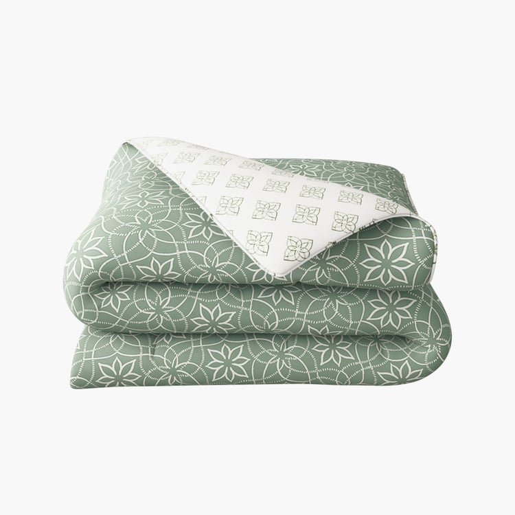 PORTICO Melange Green Printed Cotton Double Bed Duvet Cover - 224x274cm