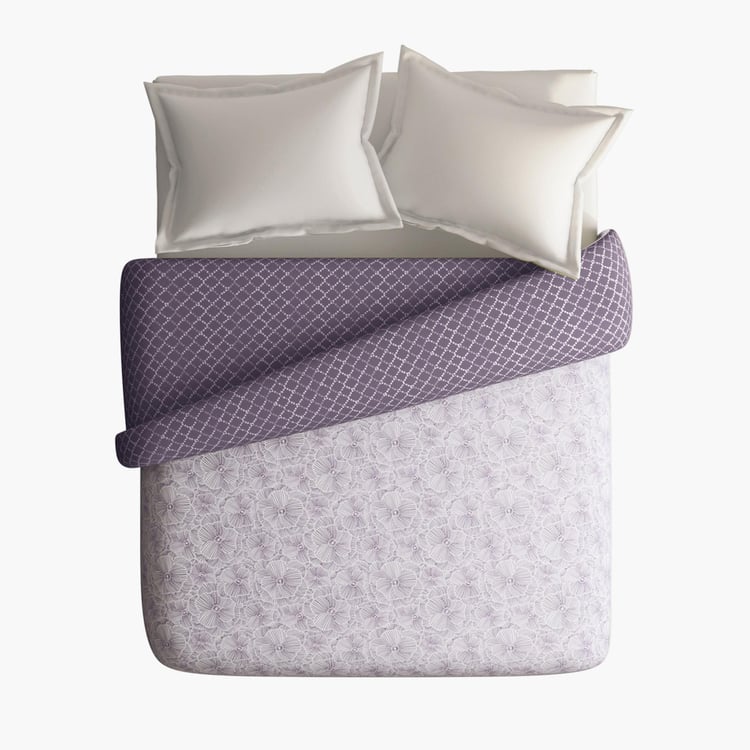 PORTICO Melange Purple Printed Cotton Double Bed Duvet Cover - 224x274cm