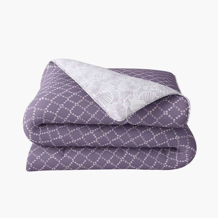 PORTICO Melange Purple Printed Cotton Double Bed Duvet Cover - 224x274cm
