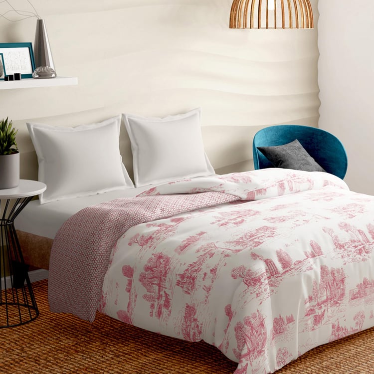 PORTICO Melange Pink Printed Cotton Double Bed Duvet Cover - 224x274cm