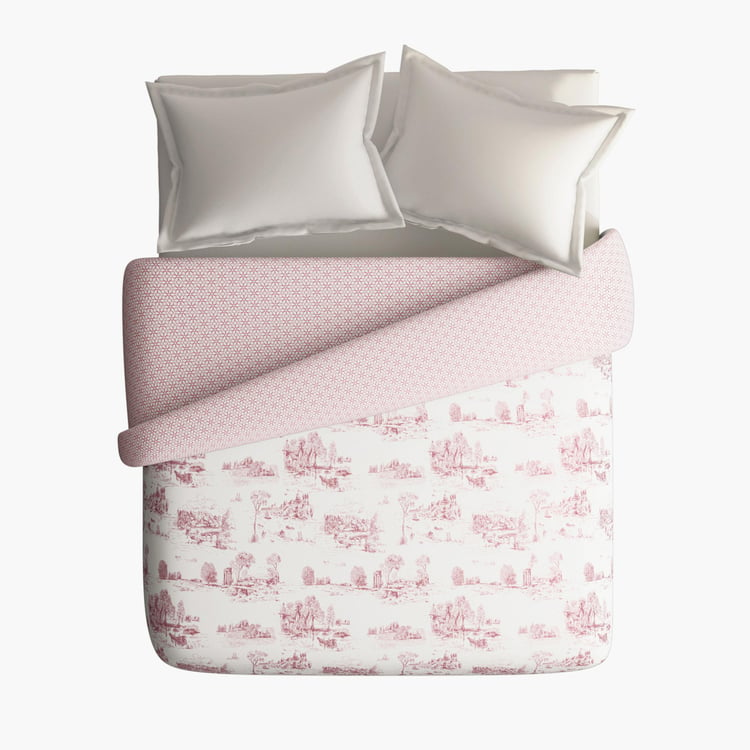 PORTICO Melange Pink Printed Cotton Double Bed Duvet Cover - 224x274cm