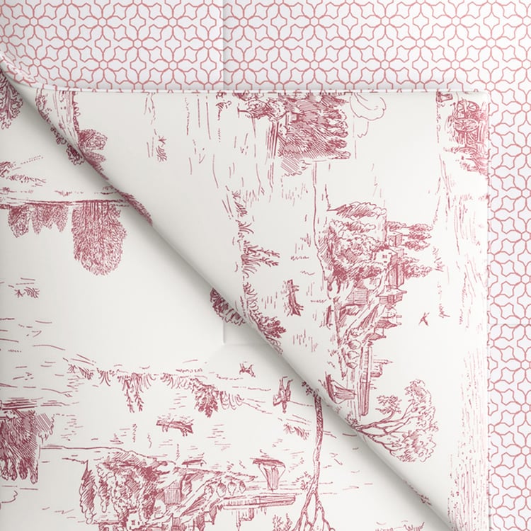 PORTICO Melange Pink Printed Cotton Double Bed Duvet Cover - 224x274cm