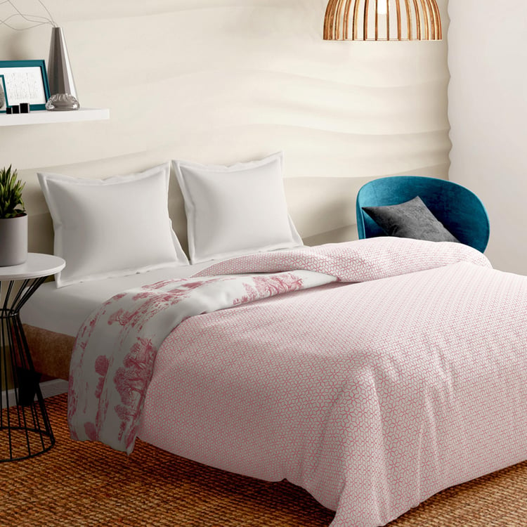 PORTICO Melange Pink Printed Cotton Double Bed Duvet Cover - 224x274cm