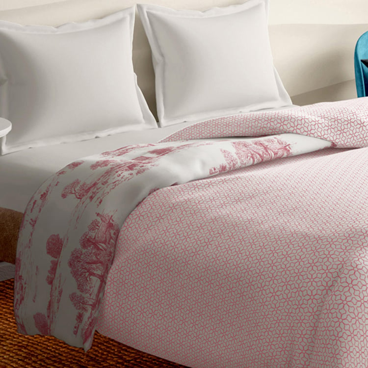 PORTICO Melange Pink Printed Cotton Double Bed Duvet Cover - 224x274cm