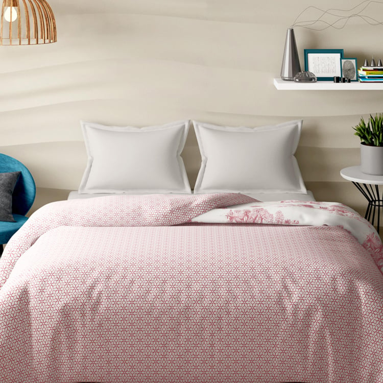 PORTICO Melange Pink Printed Cotton Double Bed Duvet Cover - 224x274cm