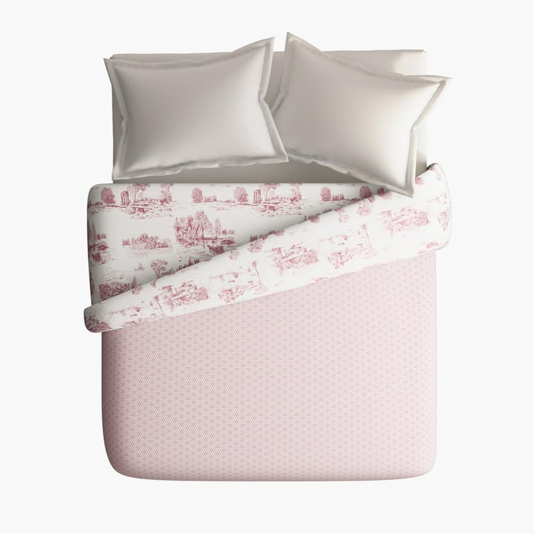 PORTICO Melange Pink Printed Cotton Double Bed Duvet Cover - 224x274cm