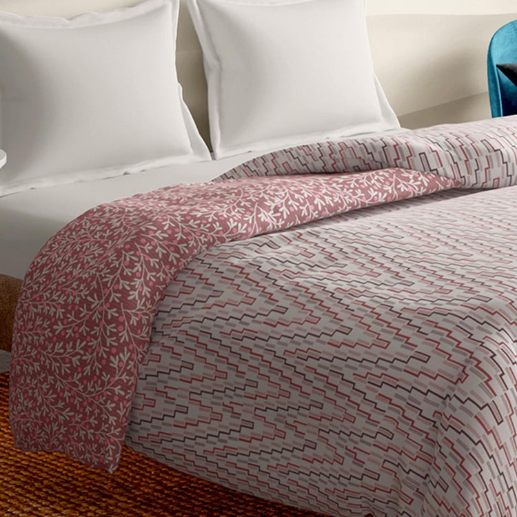 PORTICO Melange Pink Printed Cotton Double Bed Duvet Cover - 224x274cm