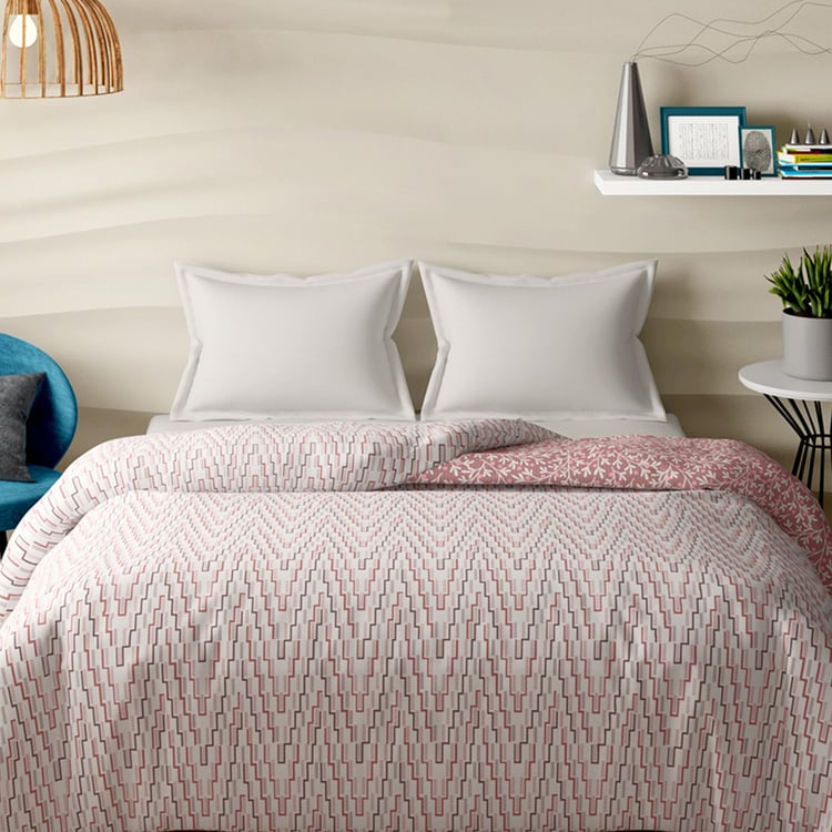 PORTICO Melange Pink Printed Cotton Double Bed Duvet Cover - 224x274cm