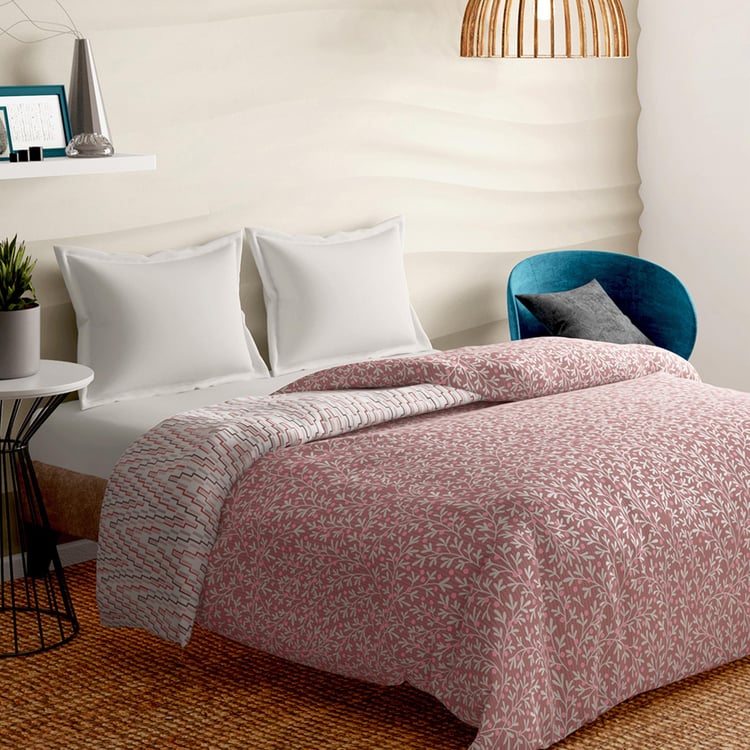 PORTICO Melange Pink Printed Cotton Double Bed Duvet Cover - 224x274cm