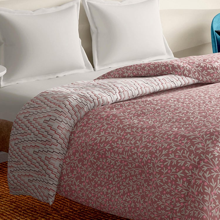 PORTICO Melange Pink Printed Cotton Double Bed Duvet Cover - 224x274cm