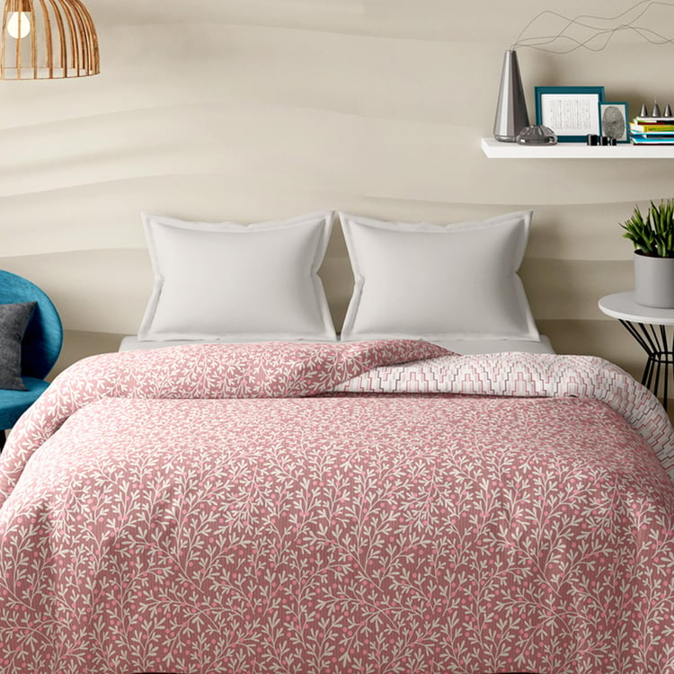 PORTICO Melange Pink Printed Cotton Double Bed Duvet Cover - 224x274cm