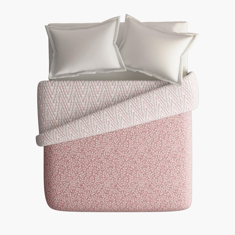 PORTICO Melange Pink Printed Cotton Double Bed Duvet Cover - 224x274cm
