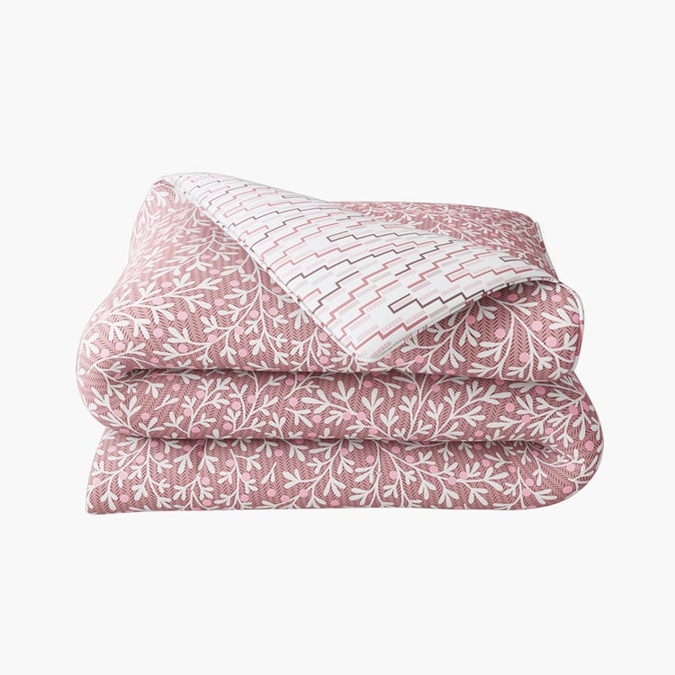 PORTICO Melange Pink Printed Cotton Double Bed Duvet Cover - 224x274cm