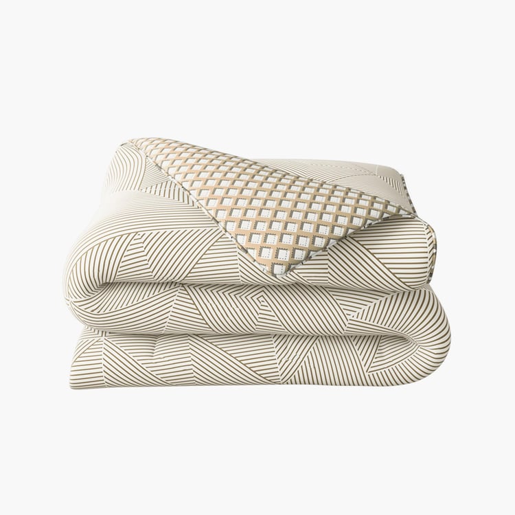 PORTICO Melange Beige Printed Cotton Double Bed Duvet Cover - 224x274cm