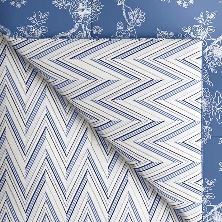 PORTICO Melange Blue Printed Cotton Single Bed Duvet Cover - 150x229cm