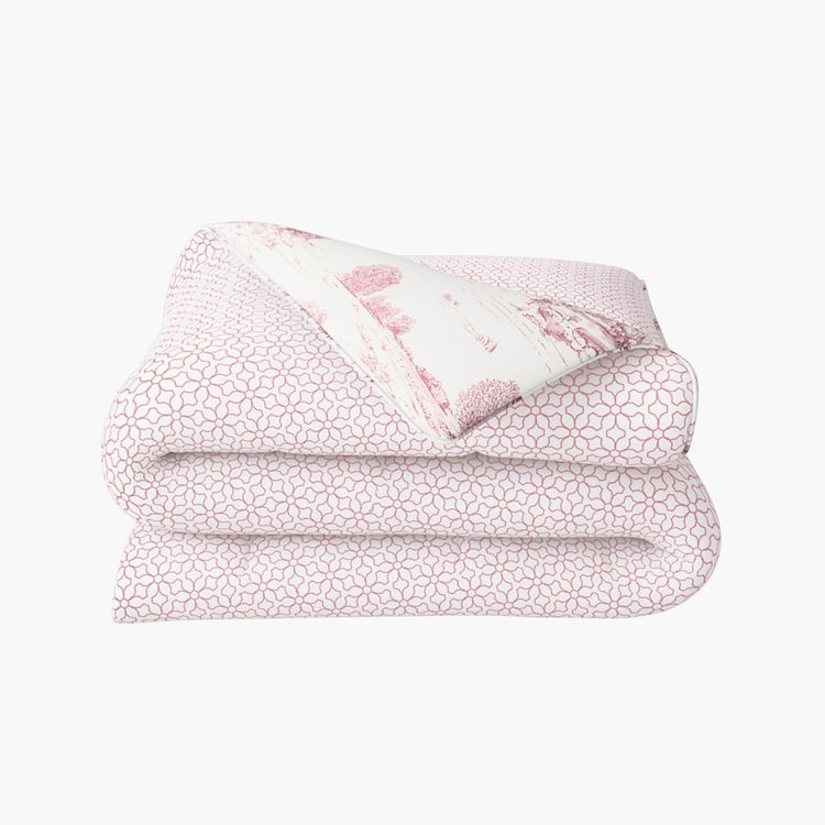 PORTICO Melange Pink Printed Cotton Single Bed Duvet Cover - 150x229cm