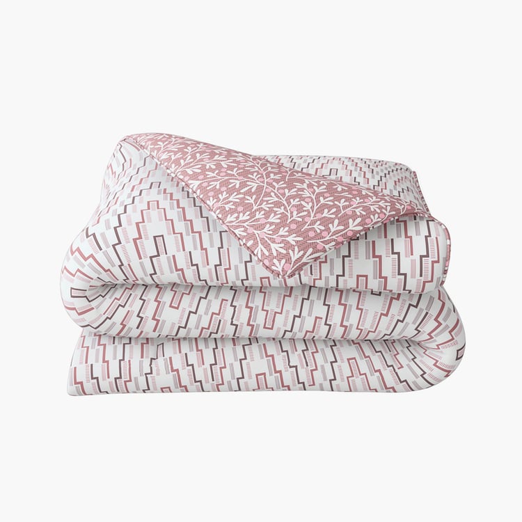 PORTICO Melange Pink Printed Cotton Single Bed Duvet Cover - 150x229cm