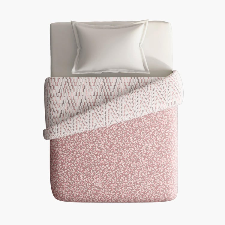 PORTICO Melange Pink Printed Cotton Single Bed Duvet Cover - 150x229cm