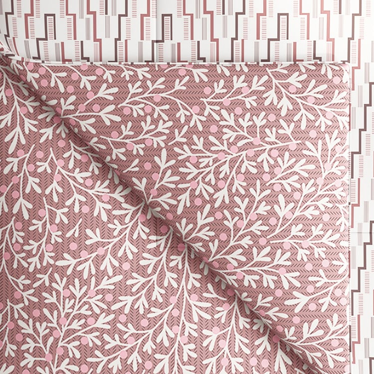 PORTICO Melange Pink Printed Cotton Single Bed Duvet Cover - 150x229cm