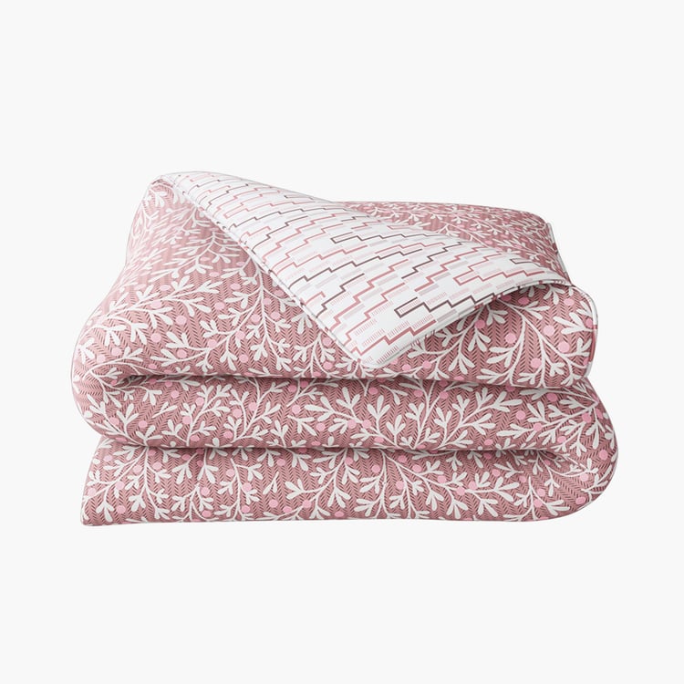 PORTICO Melange Pink Printed Cotton Single Bed Duvet Cover - 150x229cm