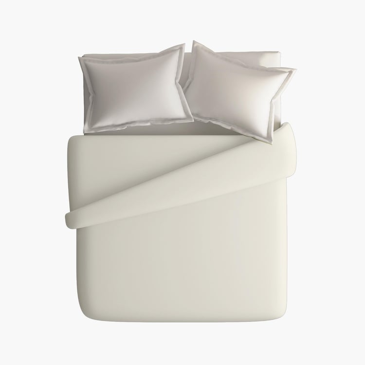 PORTICO Satin Premium White Solid Double Bed Duvet Cover - 224x274cm