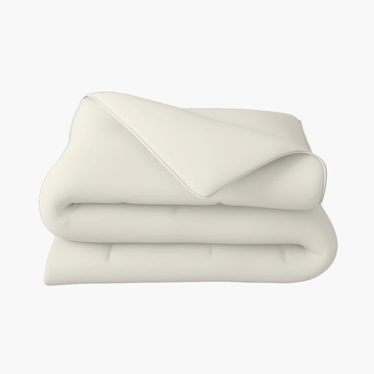 PORTICO Satin Premium White Solid Double Bed Duvet Cover - 224x274cm