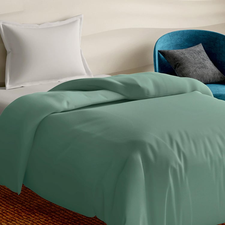 PORTICO Satin Premium Green Solid Cotton Single Bed Duvet Cover - 150x229cm