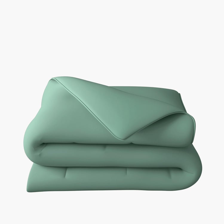 PORTICO Satin Premium Green Solid Cotton Single Bed Duvet Cover - 150x229cm