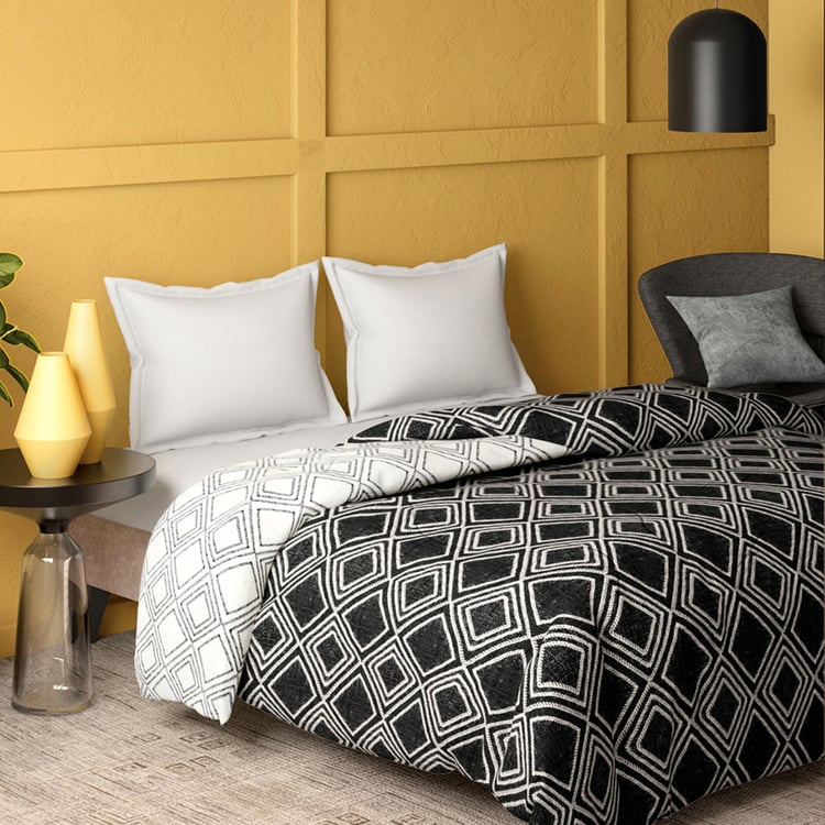 PORTICO Marvella Black Printed Cotton Double Bed Comforter - 220x240cm