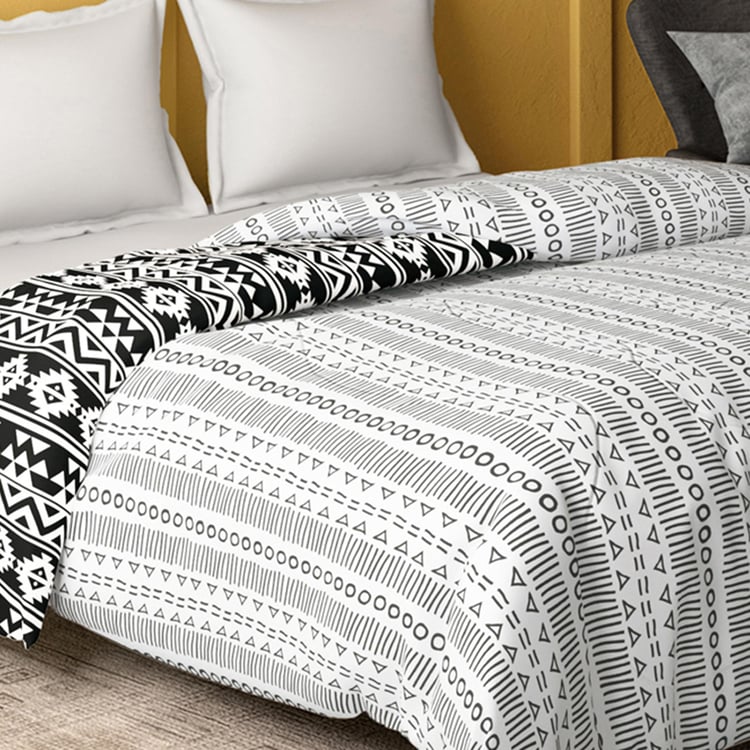 PORTICO Marvella White Printed Cotton Double Bed Comforter - 220x240cm