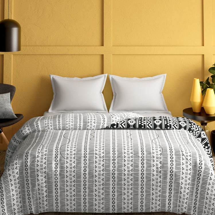 PORTICO Marvella White Printed Cotton Double Bed Comforter - 220x240cm