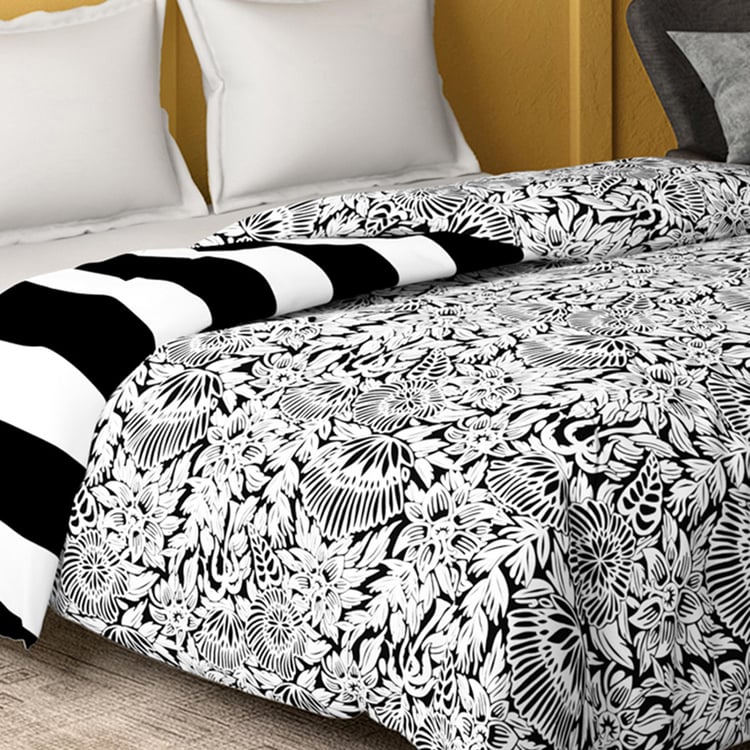 PORTICO Marvella Black Printed Cotton Double Bed Comforter - 220x240cm