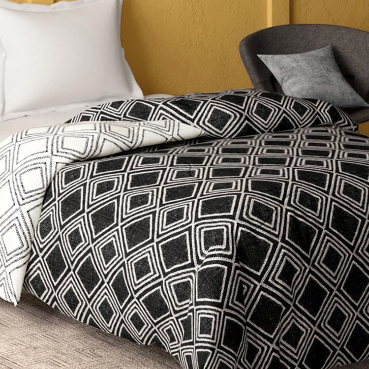 PORTICO Marvella Black Printed Cotton Single Bed Comforter - 152x220cm