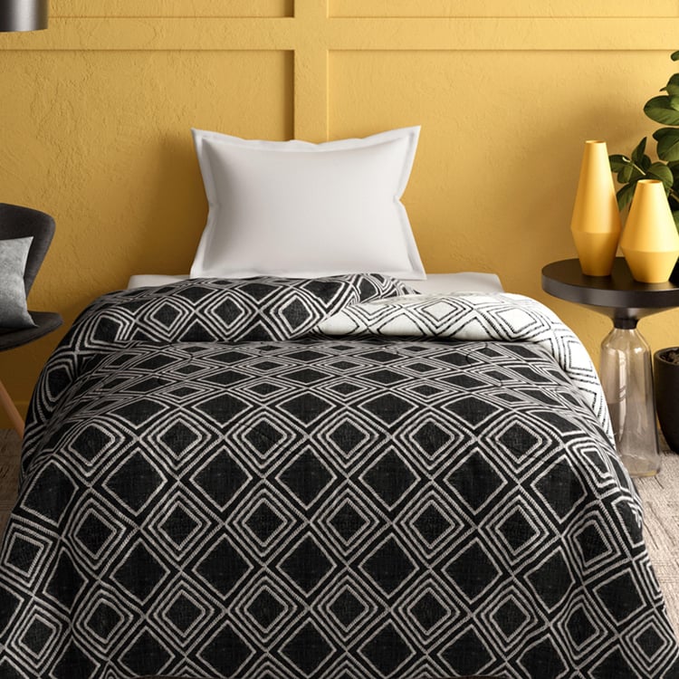 PORTICO Marvella Black Printed Cotton Single Bed Comforter - 152x220cm