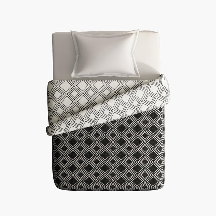 PORTICO Marvella Black Printed Cotton Single Bed Comforter - 152x220cm
