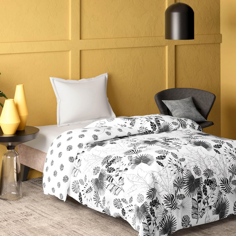 PORTICO Marvella White Printed Cotton Single Bed Comforter - 152x220cm