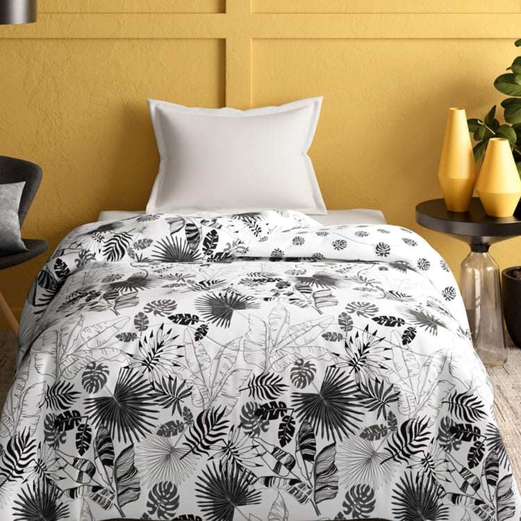 PORTICO Marvella White Printed Cotton Single Bed Comforter - 152x220cm