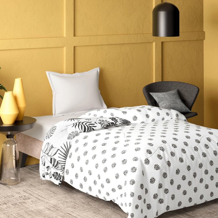 PORTICO Marvella White Printed Cotton Single Bed Comforter - 152x220cm